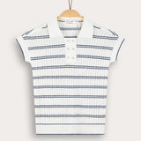 Braided knit shirt with collar - Navy 