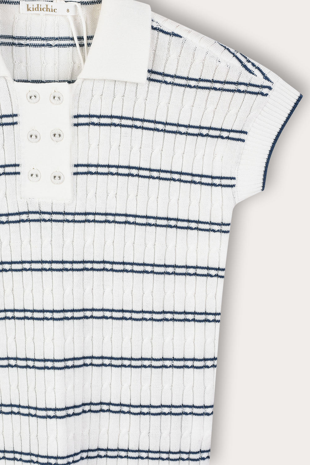 Braided knit shirt with collar - Navy 