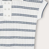 Braided knit shirt with collar - Navy 