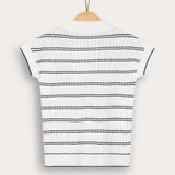 Braided knit shirt with collar - Navy 