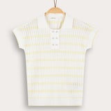 Braided knit shirt with collar - yellow 