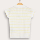 Braided knit shirt with collar - yellow 