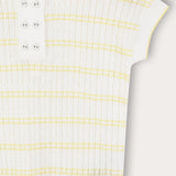 Braided knit shirt with collar - yellow 