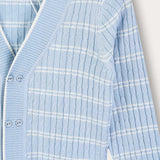 Cable Knit Cardigan with Buttons - Light Blue 