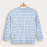 Cable Knit Cardigan with Buttons - Light Blue 