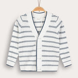 Cable Knit Cardigan with Buttons - Navy 