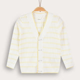 Cable Knit Cardigan with Buttons - Yellow 