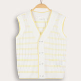 Cable Knit Cardigan with Buttons - Yellow 