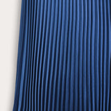 Satin pleated midi skirt - Blue