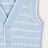 Cable Knit Cardigan with Buttons - Light Blue 
