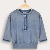 Pocket-like wash shirt - blue
