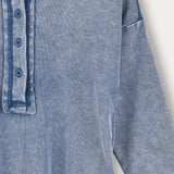 Pocket-like wash shirt - blue
