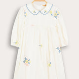 Embroidered Flower Dress - Yellow