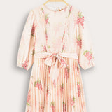 Chiffon Rib and Fleece Combination Dress - Pink