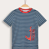 Striped shirt with print - blue 