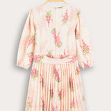 Chiffon Rib and Fleece Combination Dress - Pink