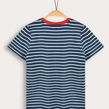Striped shirt with print - blue 