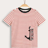 Striped shirt with print - red 