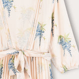Chiffon Rib and Fleece Combination Dress - Blue