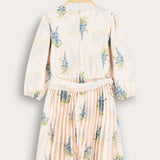 Chiffon Rib and Fleece Combination Dress - Blue