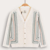 Retro Crochet Cardigan - Navy