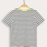 Striped shirt with print - black 