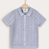 Buttoned knit shirt - light blue