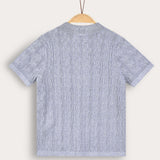 Buttoned knit shirt - light blue