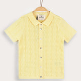Button-down knit shirt - yellow