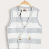 Knitted vest with buttons - light blue