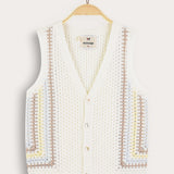Retro Crochet Vest - Blue