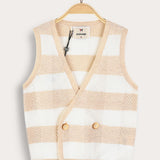 Knitted vest with buttons - beige