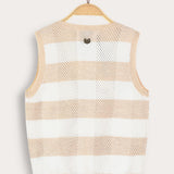 Knitted vest with buttons - beige