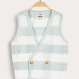 Knitted vest with buttons - mint