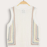 Retro Crochet Vest - Beige