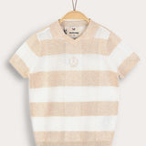 Checkered knit shirt - beige