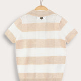 Checkered knit shirt - beige