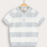 Checkered knit shirt - light blue