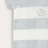 Checkered Knit Overalls - Light Blue