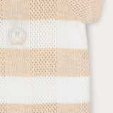 Checkered Knit Overalls - Beige