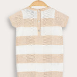 Checkered Knit Overalls - Beige