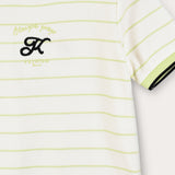 Striped shirt with V-neck - Lime
