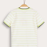 Striped shirt with V-neck - Lime