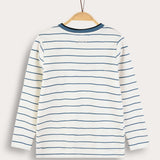 Striped shirt with V-neck - blue