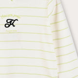 Striped shirt with V-neck - Lime
