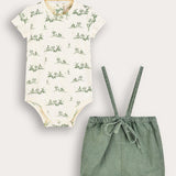Set: Printed shirt + jeans - green