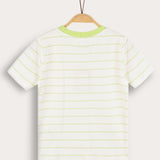 Diagonal Striped T-Shirt - Lime
