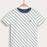 Diagonal Striped T-Shirt - Blue