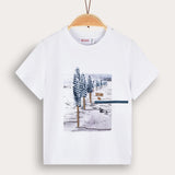 Model shirt with print - blue 