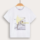 Model shirt with print - yellow 